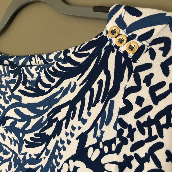 LILLY PULITZER UPF 50 Navy & White Pineapple Boatneck Sophie Dress Size XS - Picture 6 of 10
